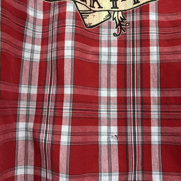 Lucky 13 Ride Culture Plaid Red Button Up Short Sleeve Shirt 2XL Dead Man's Hand - Picture 6 of 16